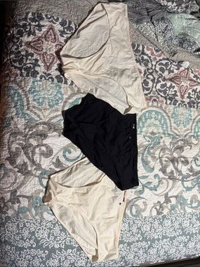 Adore Me Black and Cream Cotton Bikini Panty Set - 3 Pack